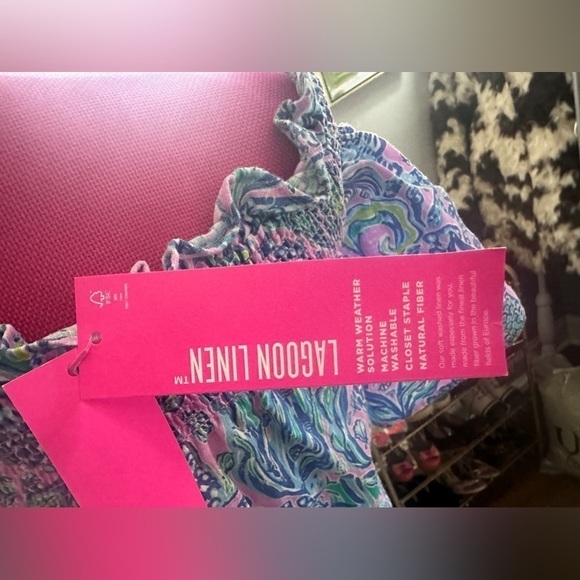 🦩🌴🦩👚Leanne Off-The-Shoulder Linen Top in Lilac Rose We Mermaid👚🦩🌴🦩 - Picture 5 of 11